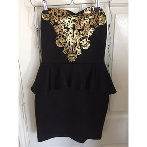 Strapless black dress